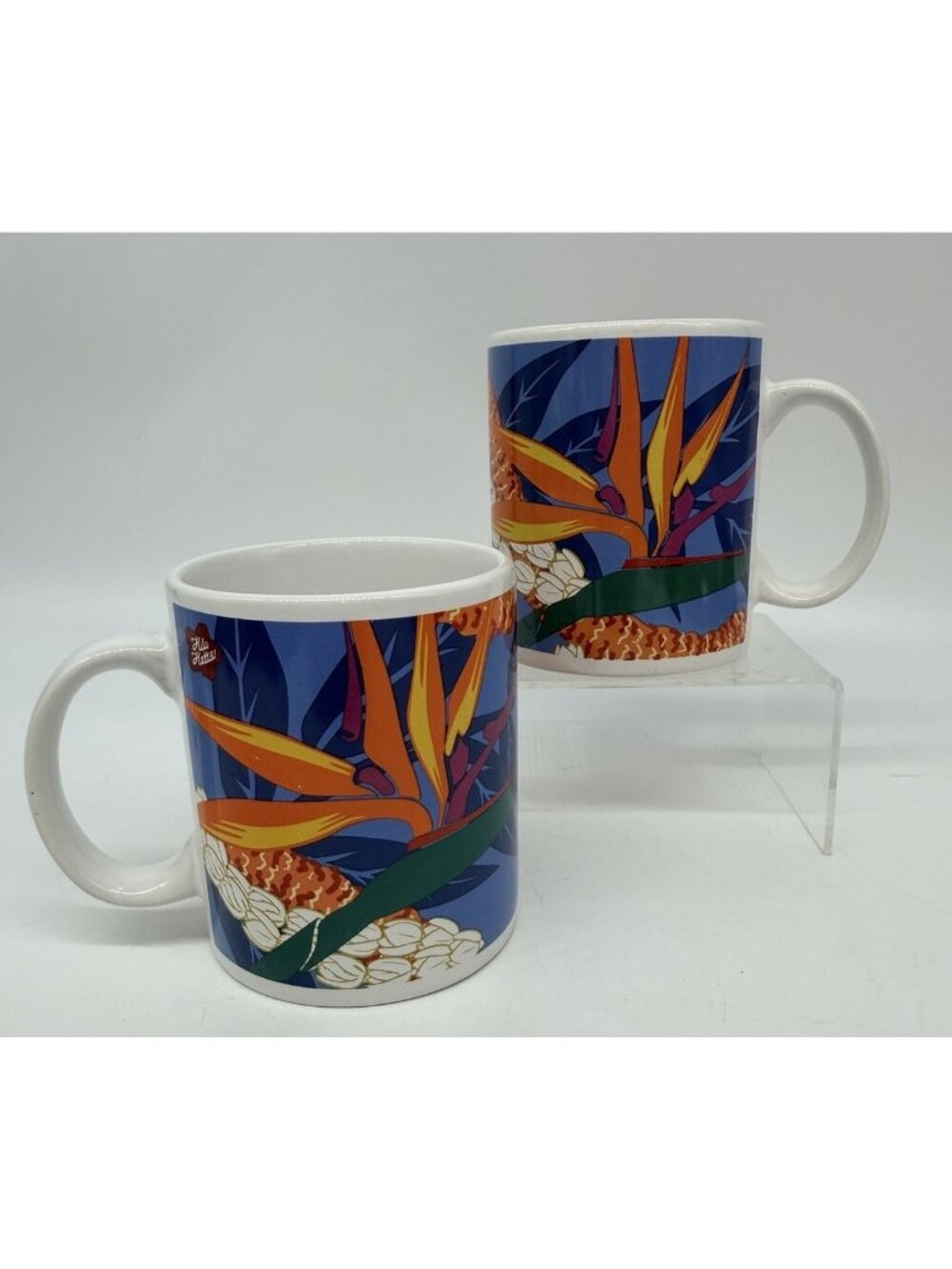 1999 Hilo Hattie Birds Of Paradise Coffee Mugs Set Of 2 Hawaii Island Heritage